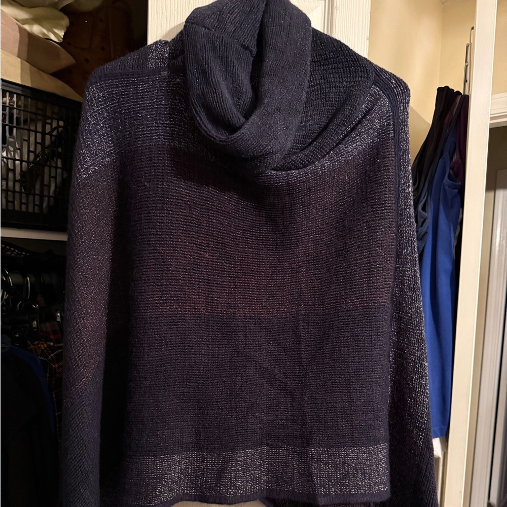 Poncho Style Turtleneck Sweater